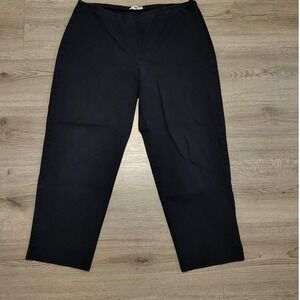 Eileen Fisher Petite Large Black Organic Cotton Stretch Crop Side Zip Pants